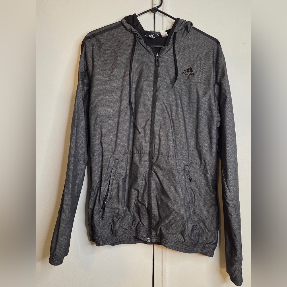 Adidas Men's Gray Hooded Jacket